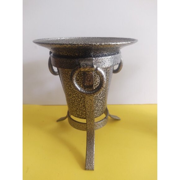 Decorative Ornate Powdered Black metal Vases/Candle Holder set(2) - Picture 2 of 12